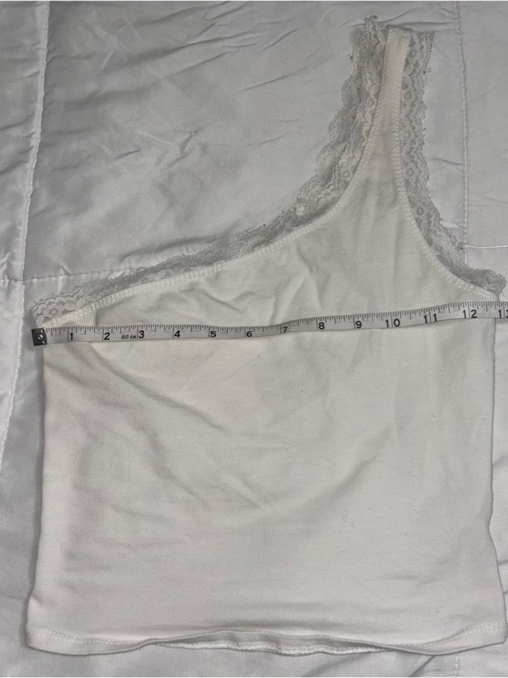 gaze White One-Shoulder Lace-Trim Tank - Picture 4 of 5